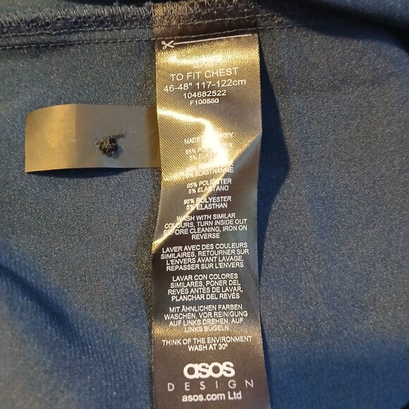 Asos Design Men's Navy Satin Like Shirt  XL NWOT - Picture 7 of 8